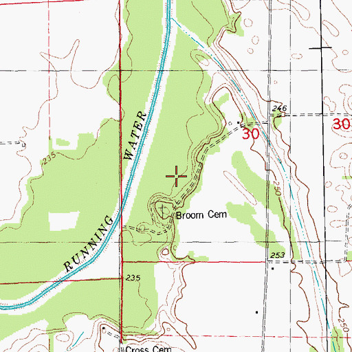 Topographic Map of Broom Cemetery, AR