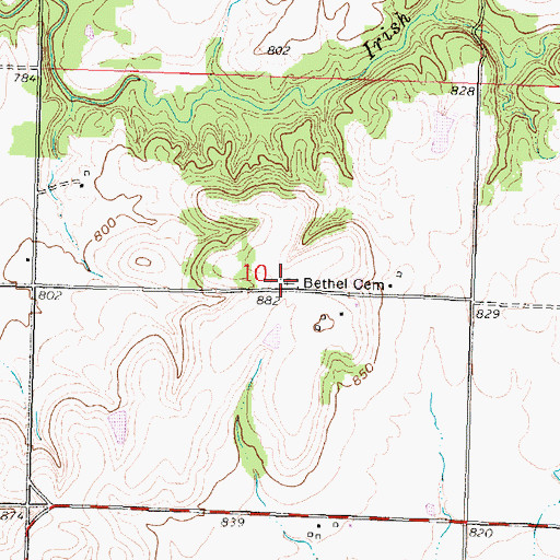 Topographic Map of Bethel Cemetery, KS