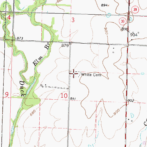 Topographic Map of White Cemetery, KS