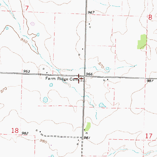 Topographic Map of Farm Ridge Cemetery, KS