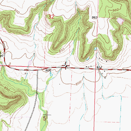 Topographic Map of Gamble School, KS