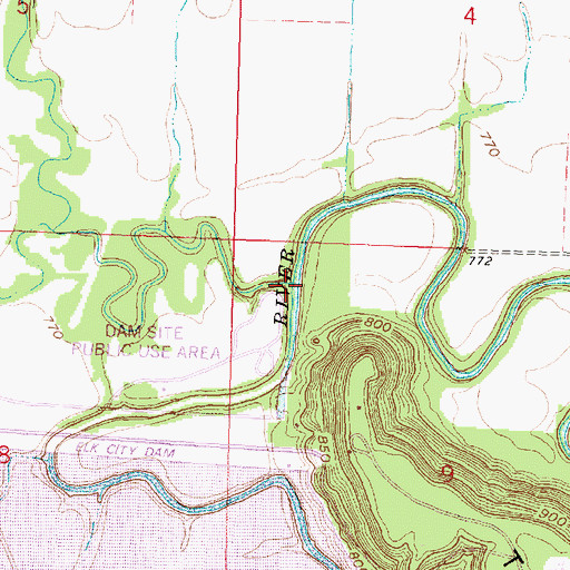 Topographic Map of Racket Creek, KS