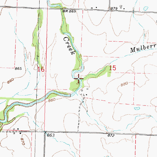 Topographic Map of Mulberry Creek, KS