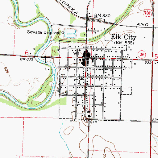 Topographic Map of Elk City, KS