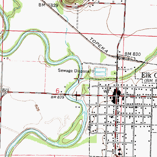 Topographic Map of Duck Creek, KS