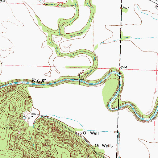 Topographic Map of Bachelor Creek, KS
