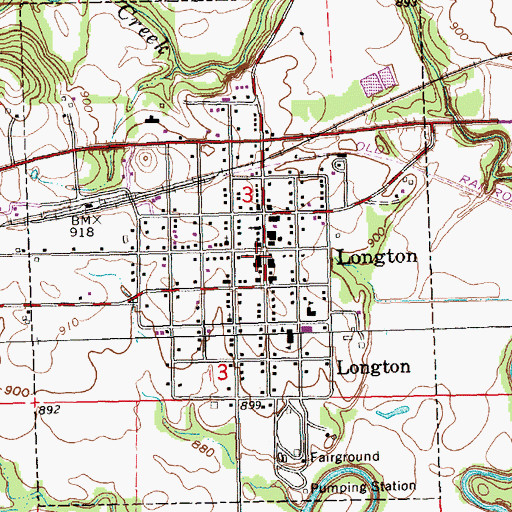 Topographic Map of Longton, KS