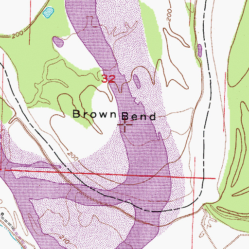 Topographic Map of Brown Bend, AR