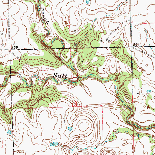 Topographic Map of Pan Creek, KS