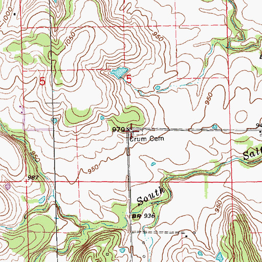 Topographic Map of Crum Cemetery, KS