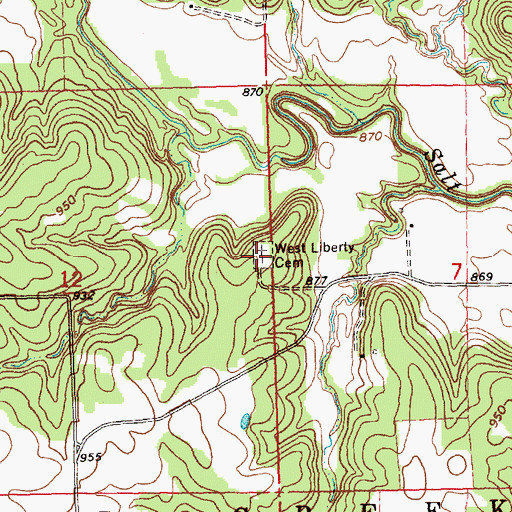Topographic Map of West Liberty Cemetery, KS