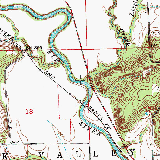 Topographic Map of Hickory Creek, KS