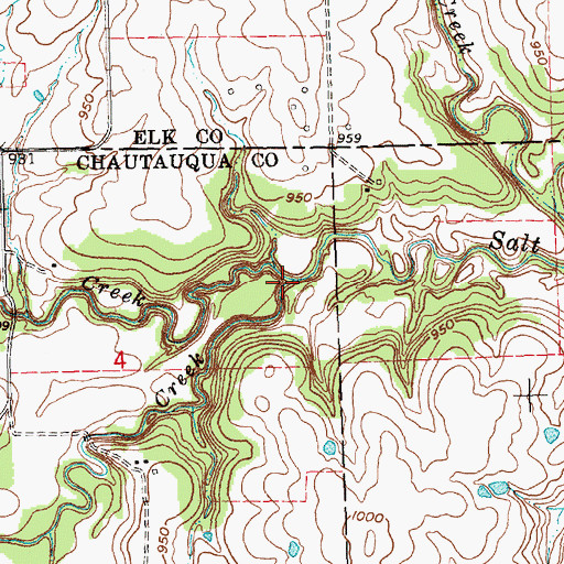 Topographic Map of South Salt Creek, KS