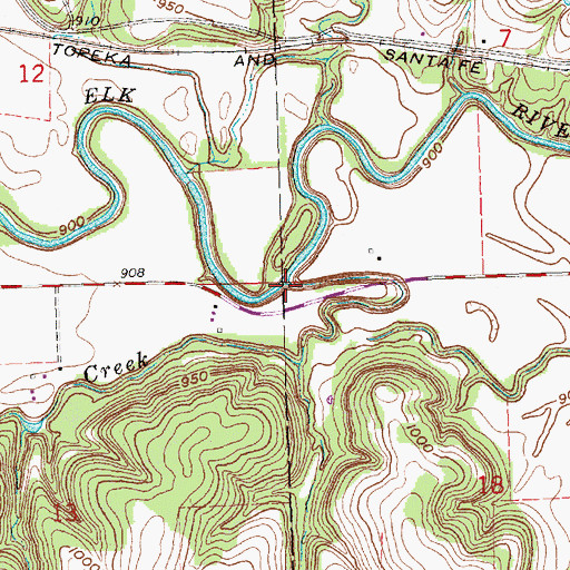 Topographic Map of Clear Creek, KS