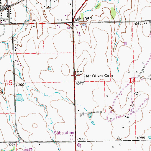 Topographic Map of Mount Olivet Cemetery, KS