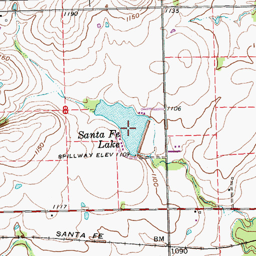 Topographic Map of Santa Fe Lake, KS