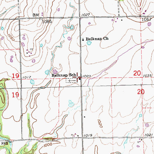 Topographic Map of Belknap School, KS