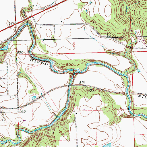 Topographic Map of Wildcat Creek, KS