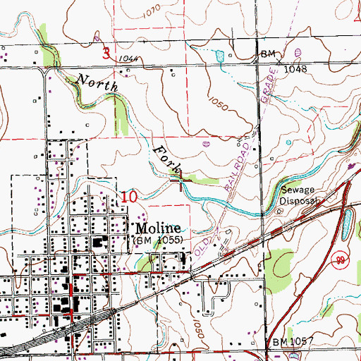 Topographic Map of North Fork Wildcat Creek, KS