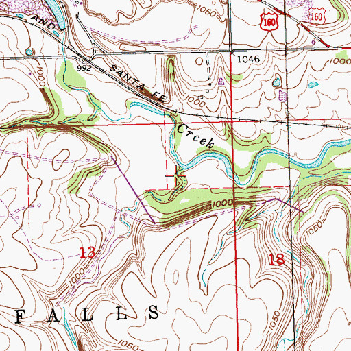 Topographic Map of South Fork Wildcat Creek, KS