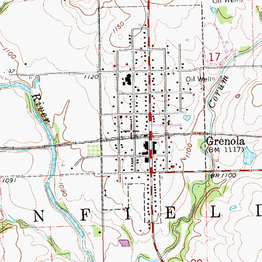 Topographic Map of Grenola, KS