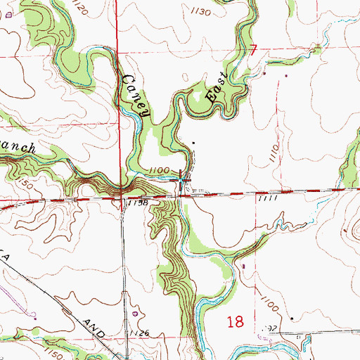 Topographic Map of East Fork Caney River, KS