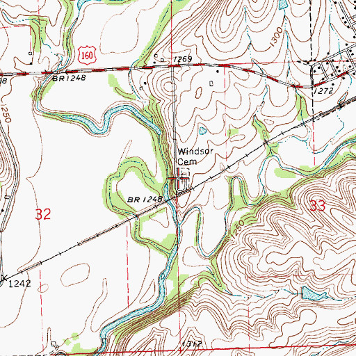 Topographic Map of Windsor Cemetery, KS