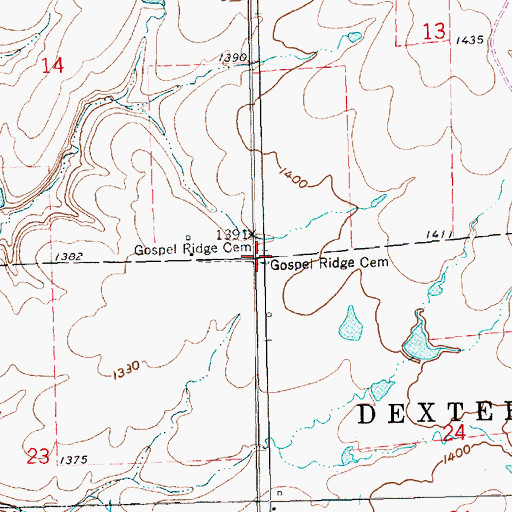Topographic Map of Gospel Ridge Cemetery, KS