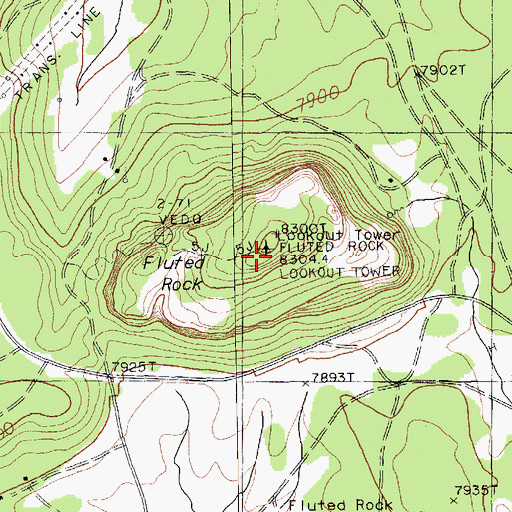 Topographic Map of Fluted Rock, AZ