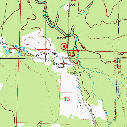 Topographic Map of Brown Cemetery, AR