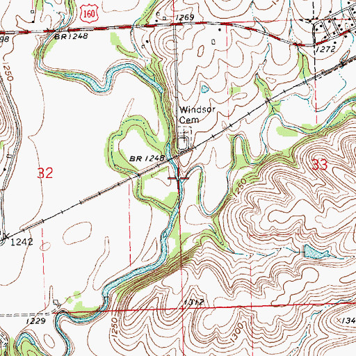 Topographic Map of Cedar Creek, KS