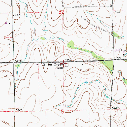 Topographic Map of Silver Creek Cemetery, KS