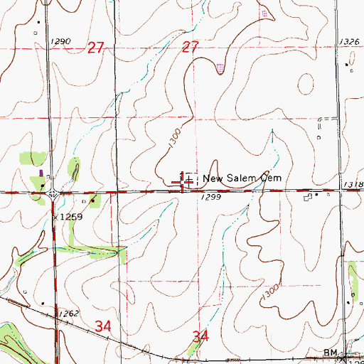 Topographic Map of Salem Cemetery, KS
