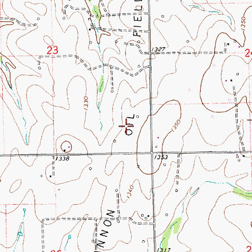 Topographic Map of Shannon Oil Field, KS