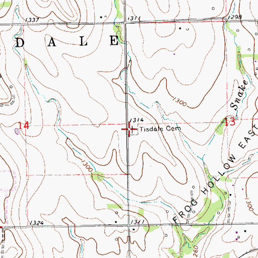 Topographic Map of Tisdale Cemetery, KS