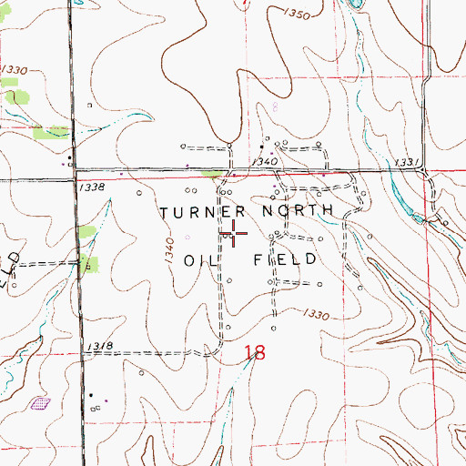 Topographic Map of Turner North Oil Field, KS