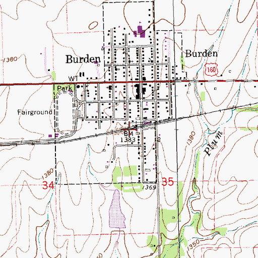Topographic Map of Burden, KS