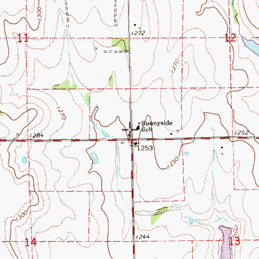 Topographic Map of Sunnyside School, KS