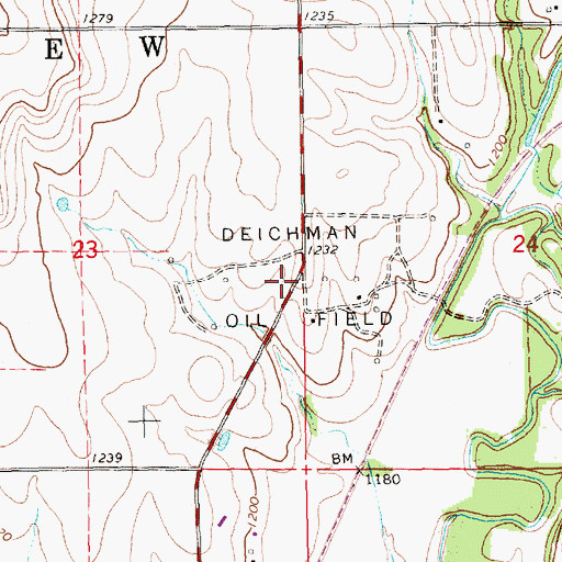 Topographic Map of Deichman Oil Field, KS