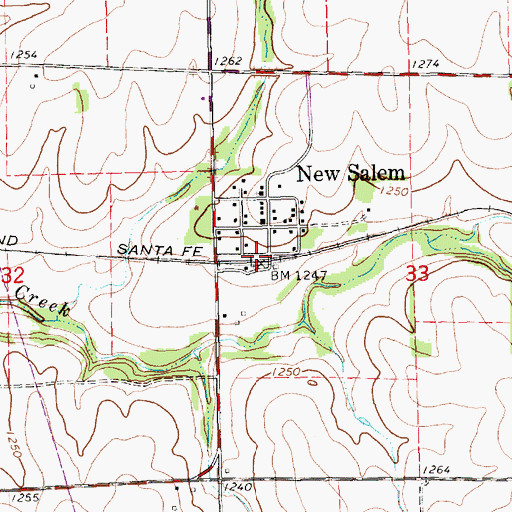 Topographic Map of New Salem, KS