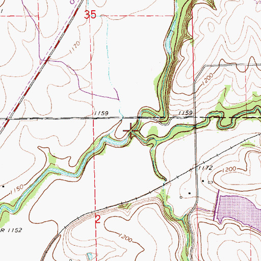 Topographic Map of Cedar Creek, KS