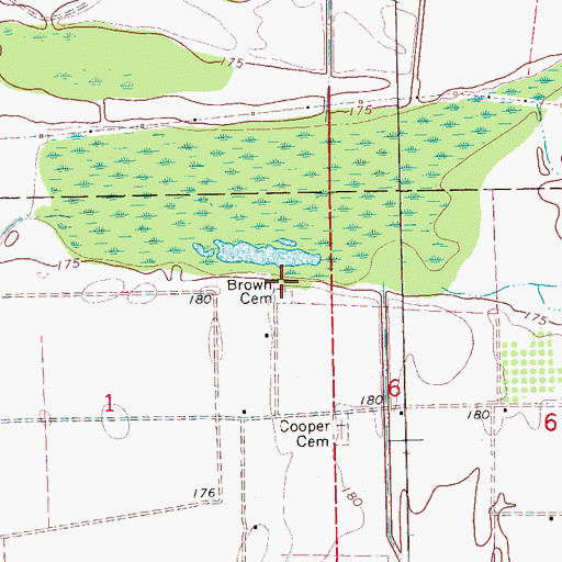 Topographic Map of Brown Cemetery, AR