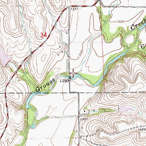 Topographic Map of Goose Creek, KS