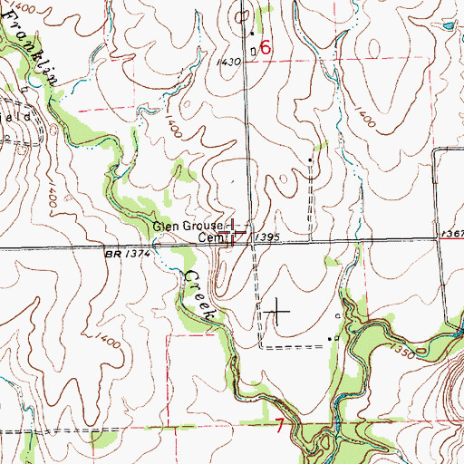 Topographic Map of Glen Grouse Cemetery, KS