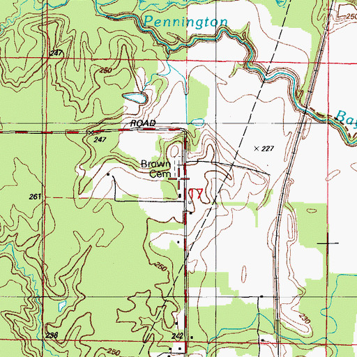 Topographic Map of Brown Cemetery, AR