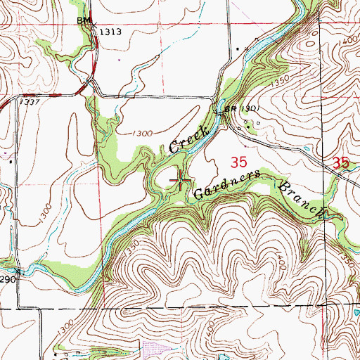 Topographic Map of Gardners Branch, KS