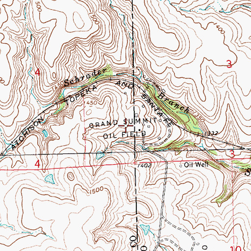 Topographic Map of Grand Summit Oil Field, KS