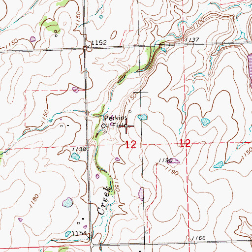 Topographic Map of Perkins Oil Field, KS