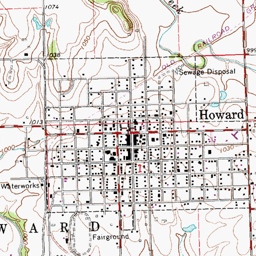 Topographic Map of Howard, KS