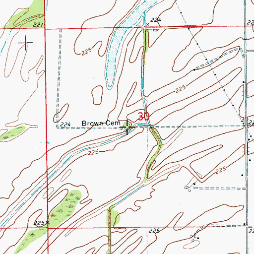 Topographic Map of Brown Cemetery, AR
